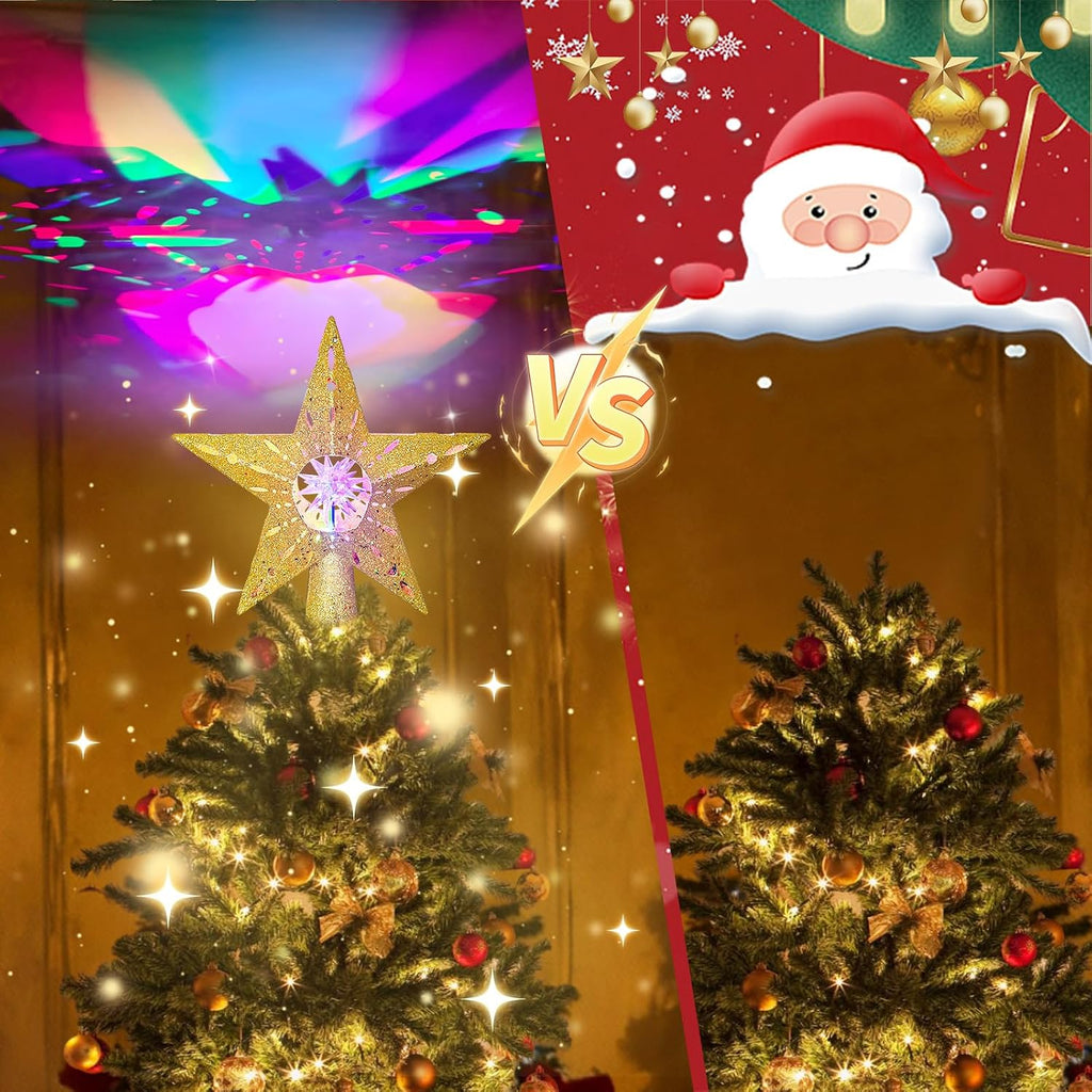 12.2 Inch Bethlehem Star Tree Topper Projector, RGB Rotating Lights