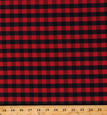Cotton Buffalo Plaid 1/2 Inch Red Black Checkered Striped Cotton Fabric Print by The Yard (D367.47)