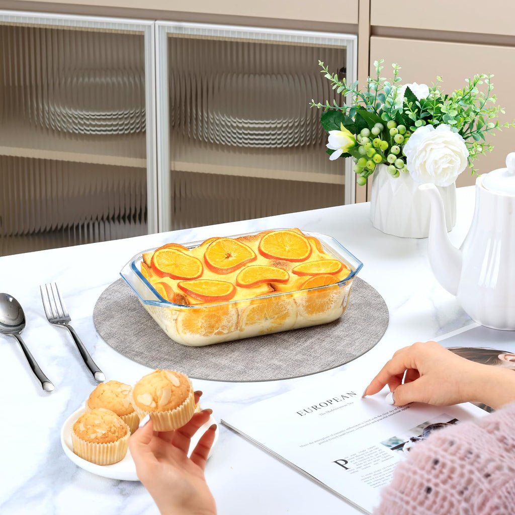 1.4QT Small Glass Casserole Dish With Lid, 8.5×6.1in Rectangular Casserole Dish for Oven