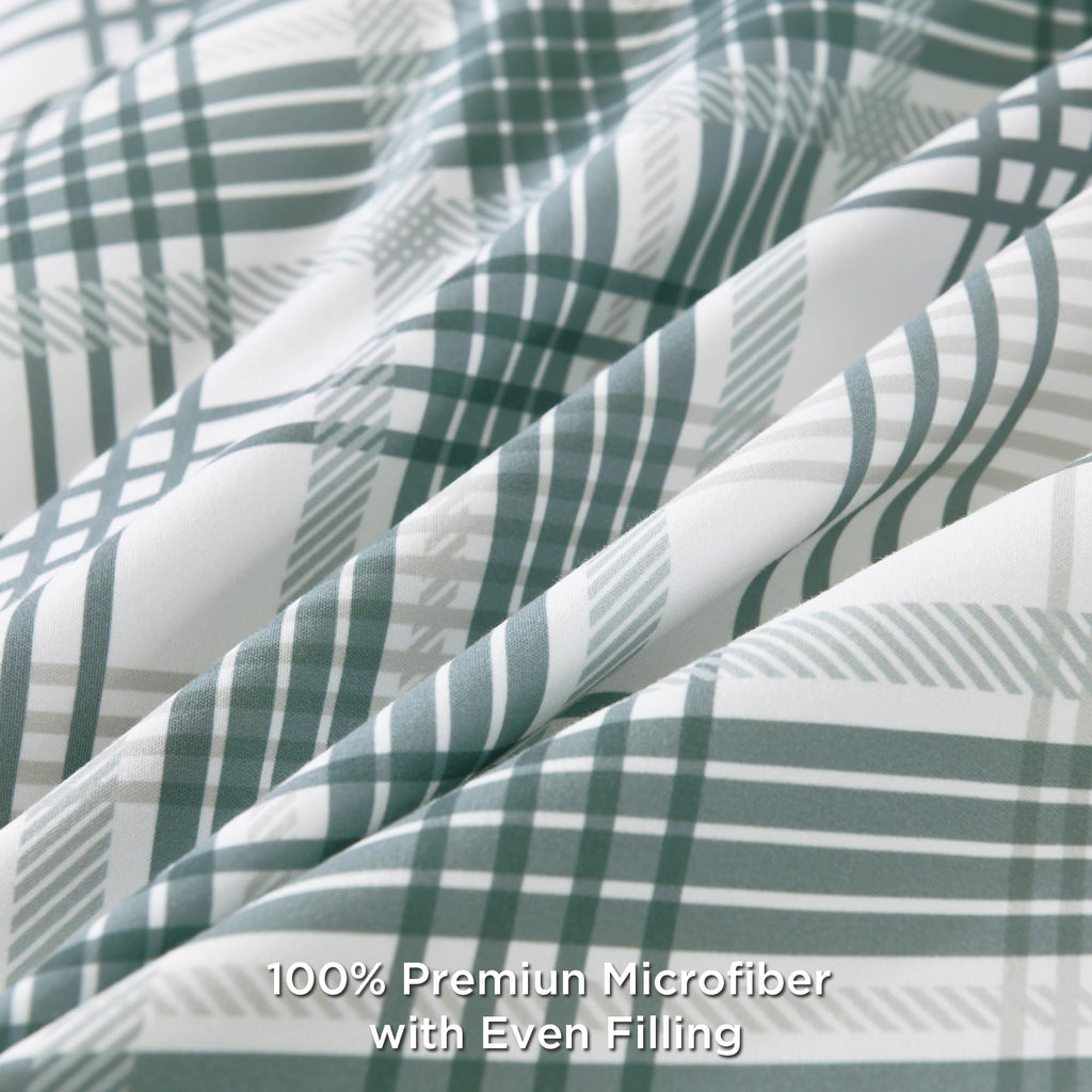 Blue Plaid Comforter Set, Gingham Checkered Grid Bedding Set