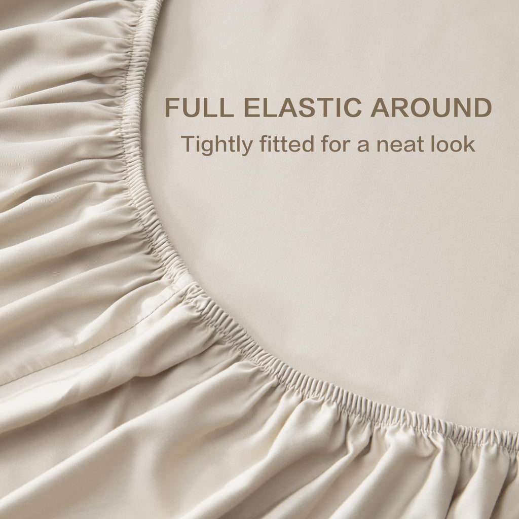 King Sheets Set 100% Viscose Derived from Bamboo, Oatmeal