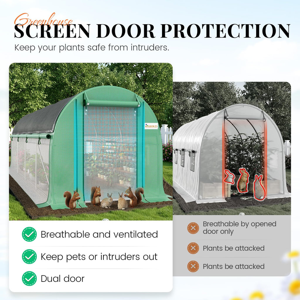 Premium 15x7x7 FT Greenhouse for Outdoors, Large Heavy Duty