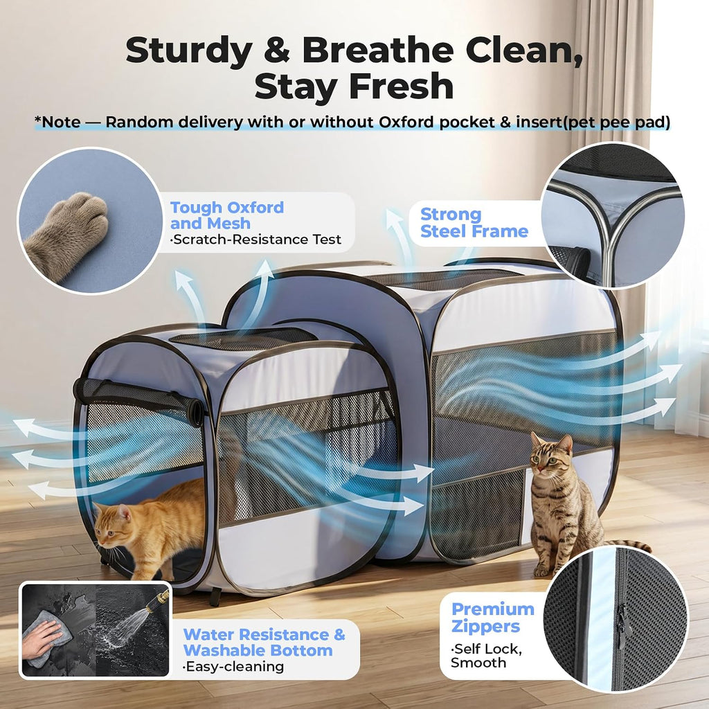 2-in-1 Dog Playpen Portable Cat Playpen, Non-Separable, No Assembly
