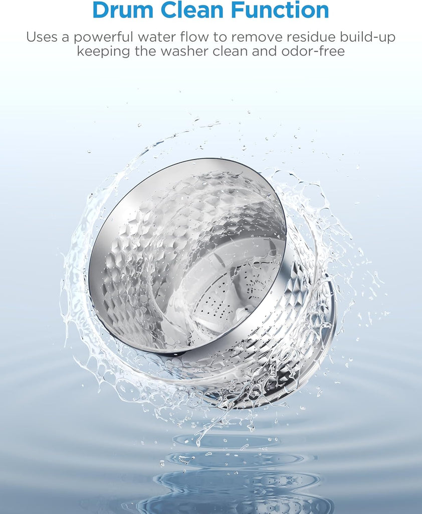 Portable Washing Machine, 0.9 cu. ft with 6 Cycles, Drum Clean, Quick, Stainless Steel Tub, Transparent Lid, LED