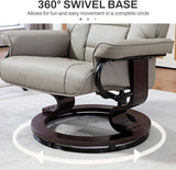 Modern Reclining Swivel Lounge Chair and Ottoman — Gray Faux Leather