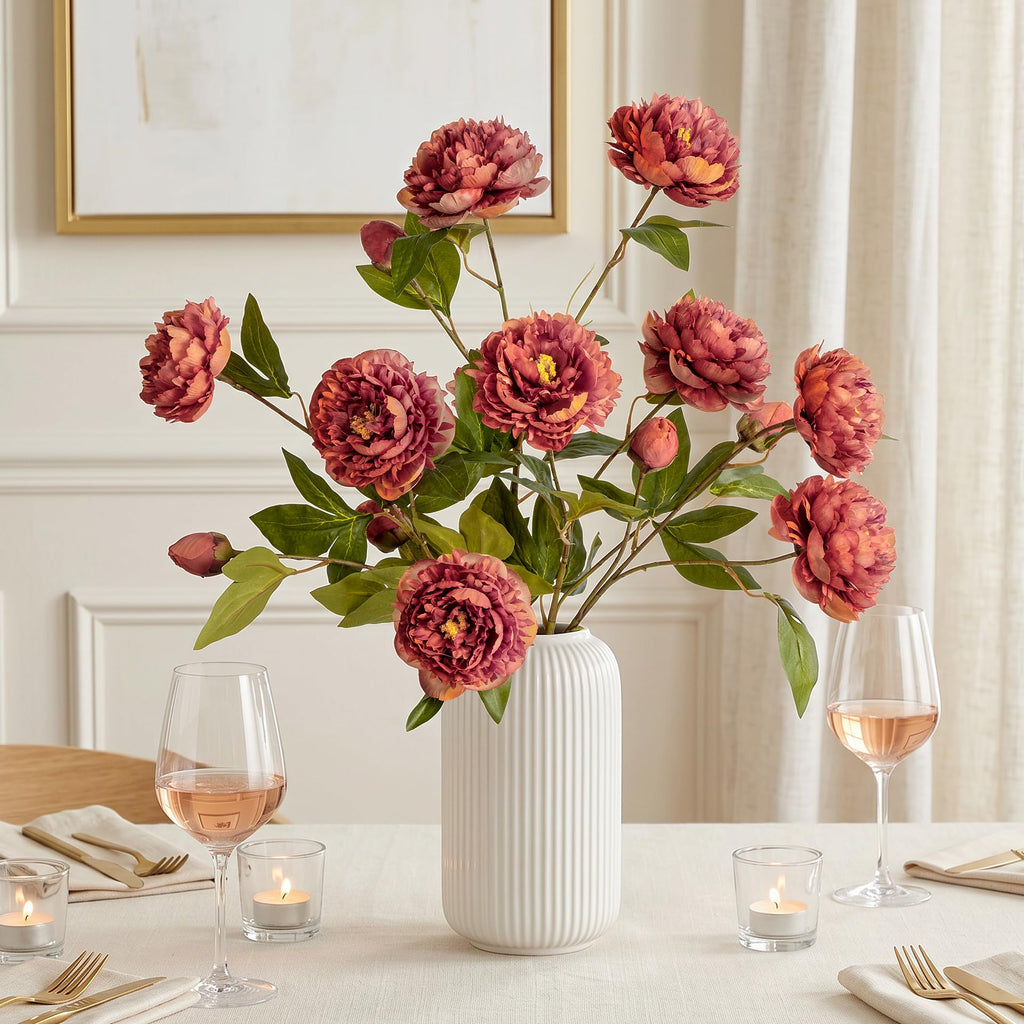 4Pcs Peonies Artificial Flowers Bulk Real Touch Faux Peony Silk Flowers Long Stem for Vase Home Table Wedding