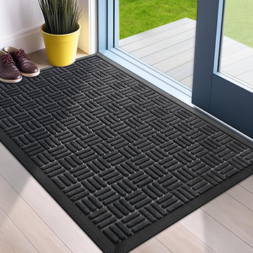 Front Door Mat Outdoor Entrance, 36" x 24" Heavy Duty Welcome Mat for Outdoor and Indoor, Waterproof Dirt Trapper