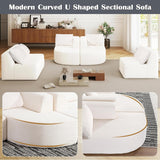 144" Sectional Couches for Living Room, Comfy U-Shaped Cloud Couch with Chaise Lounge, Modern Deep Seat Boneless Sofa