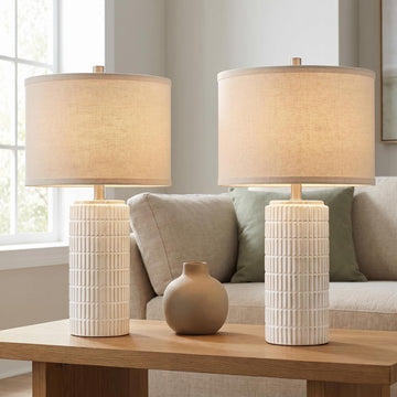 23'' Set of 2 Modern Ceramic Table Lamps Bedroom