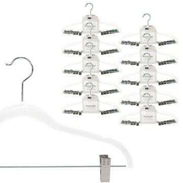 Velvet Hangers with Clips, 60 Pack, Durable, Non-Slip, Slim Design, White, Organization, Closet, Organization