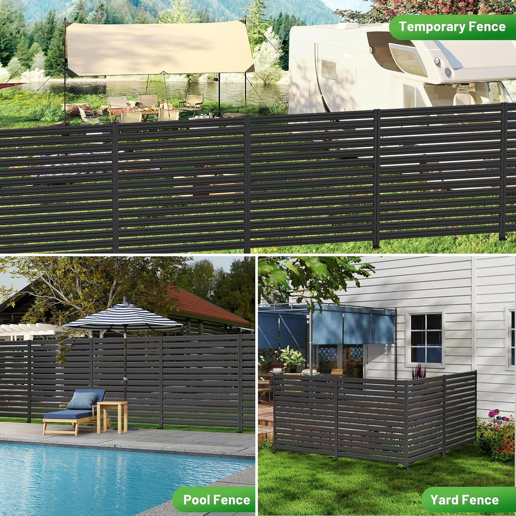 1 Panel No-Dig Metal Privacy Fence Screen, 60" H × 48" W Outdoor Air Conditioner Fence, Rustproof AC Unit Cover to