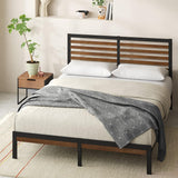 Kai Bamboo and Metal Platform Bed Frame with Headboard, No Box Spring Needed, Easy Assembly, Queen, Brown