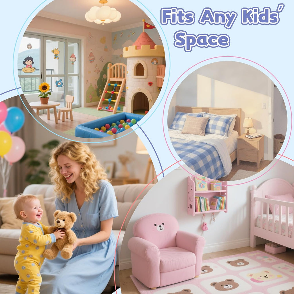 Floor Bed for Kids, Montessori Beds with High Fence Railings, Wood Playhouse Bed with Rails, Light &