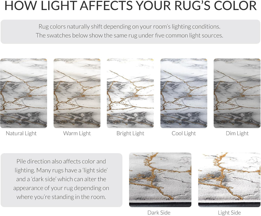Craft X-Large Area Rug - 12' x 15', Grey & Gold, Modern Abstract Design, Non-Shedding & Easy Care