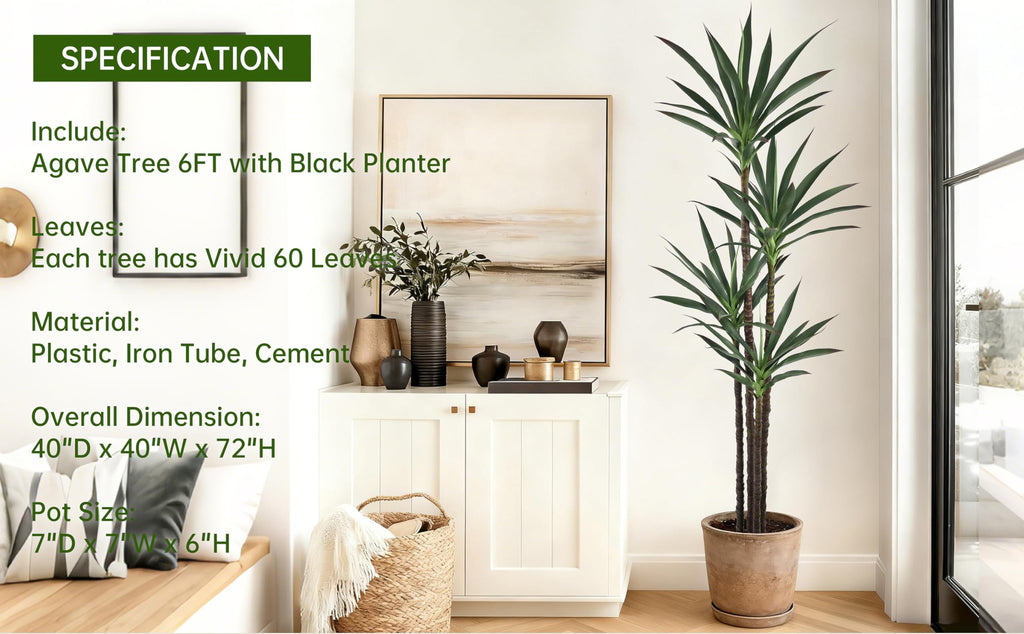 Artificial Agave Tree 6FT with 60 Leaves & 4 Trunks Yucca Plant
