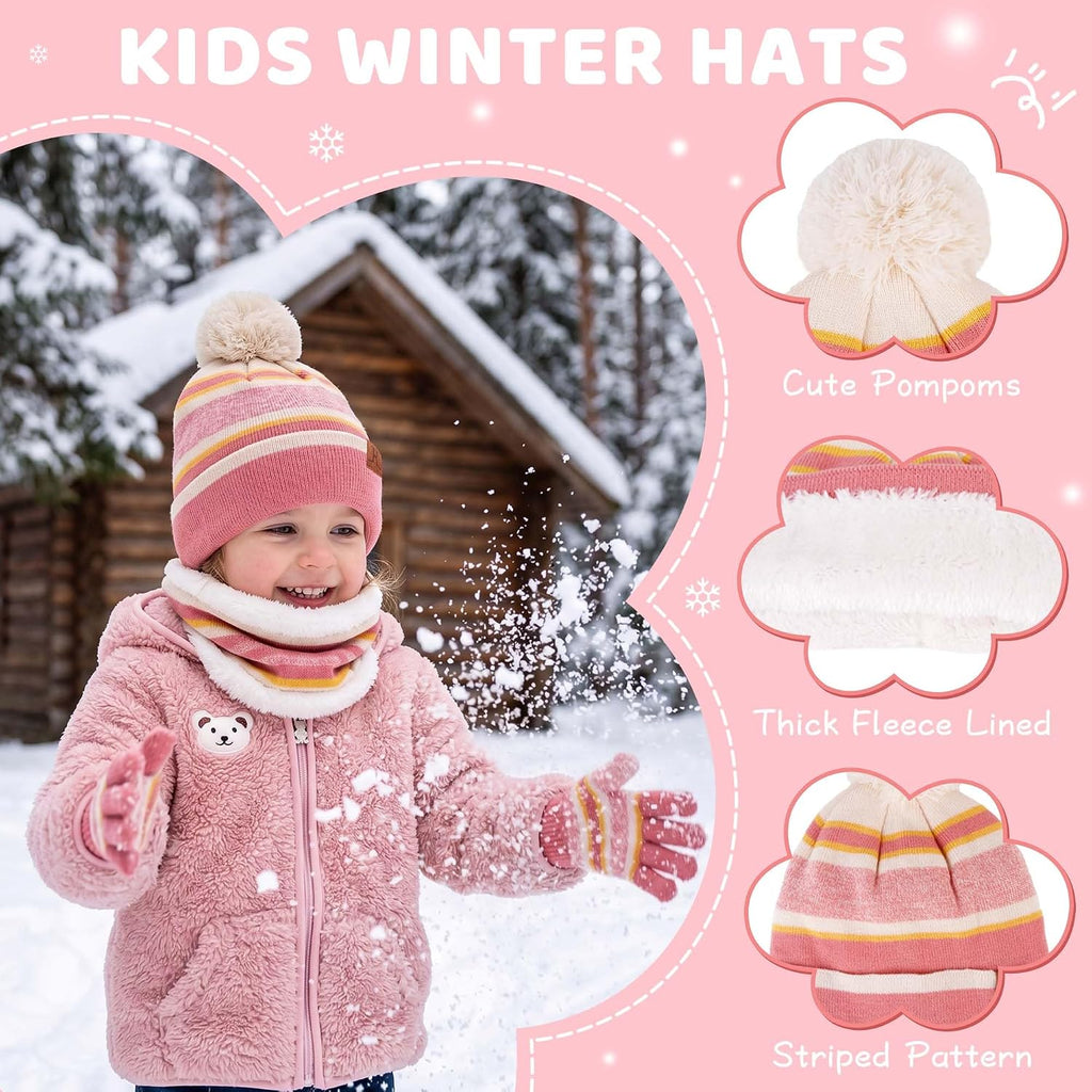 Toddlers Kids Winter Hats Gloves Scarf Neck Warmer Gifts