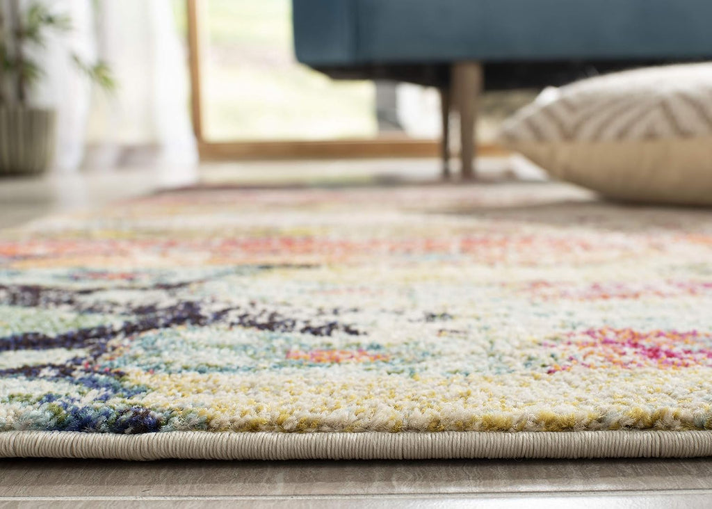 Monaco Collection Runner Rug, Multi, Boho Chic Tribal Distressed Design, Non-Shedding & Easy Care, Ideal