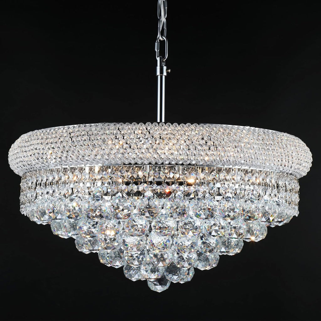 Crystal Chandeliers for Dining Room Light Fixtures Over Table_Empire Style K9 Crystal Chandeliers for Bedroom_9 Lights Chrome Luxury Lighting Fixtures for Living Room Kitchen Island Entryway A108-B0D97WM1KP