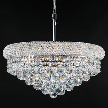 Crystal Chandeliers for Dining Room Light Fixtures Over Table_Empire Style K9 Crystal Chandeliers for Bedroom_9 Lights Chrome Luxury Lighting Fixtures for Living Room Kitchen Island Entryway