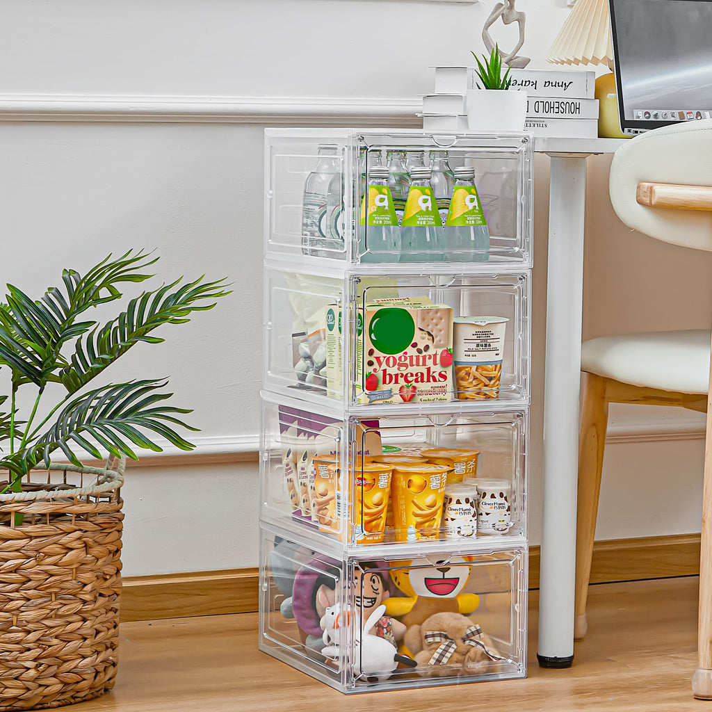 6 Pack Storage Bins with Lids, 19 Qt Stackable Clear Storage Box