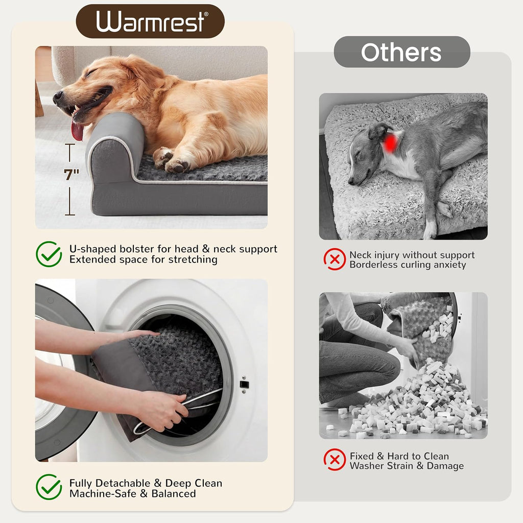 Orthopedic Large Dog Bed, Washable Dog Couch for XL Senior Dogs