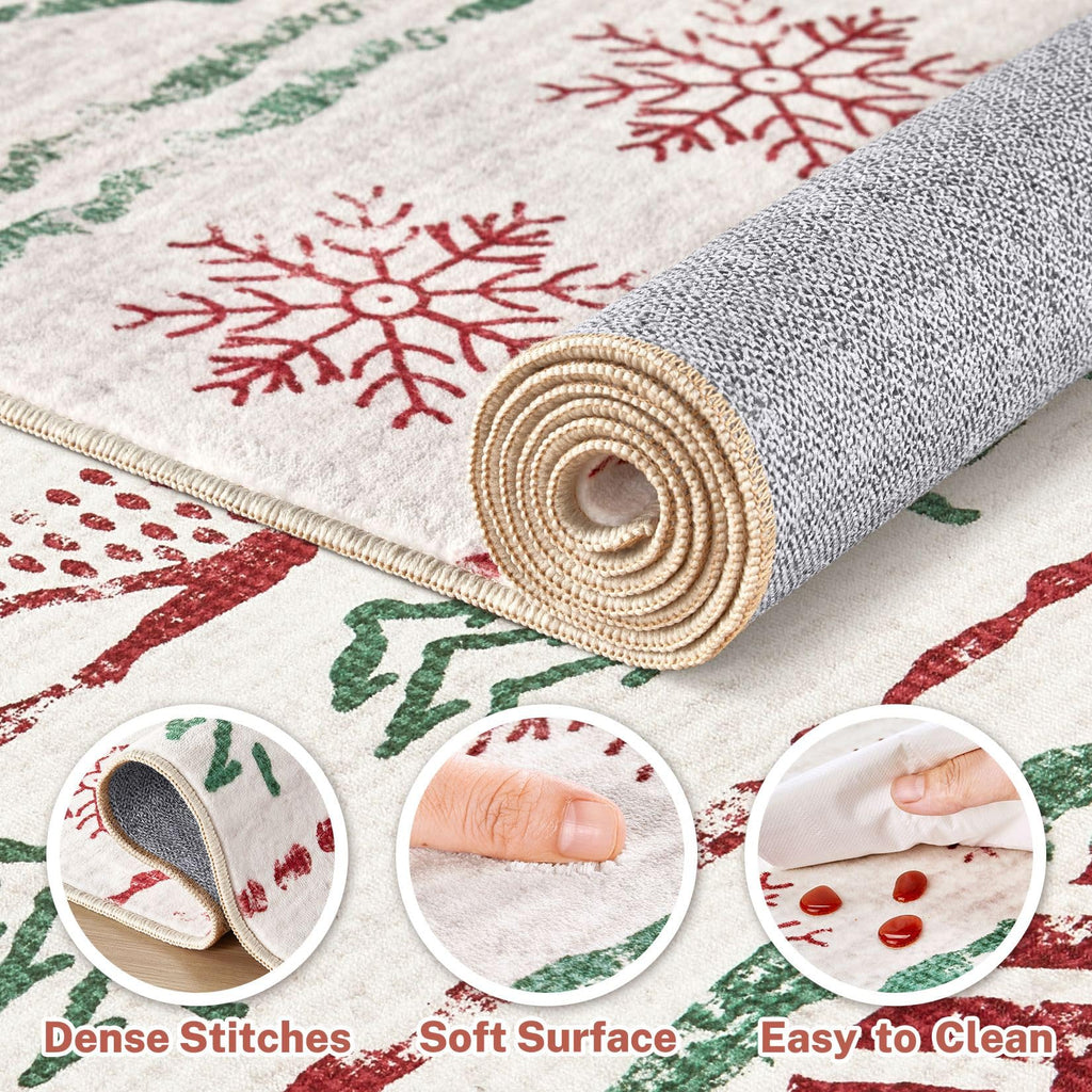 Christmas Rug Kitchen Runner Rugs: 2x6 Washable Boho Neutral Soft Modern Stain Resistant Indoor Floor Carpet Non Slip