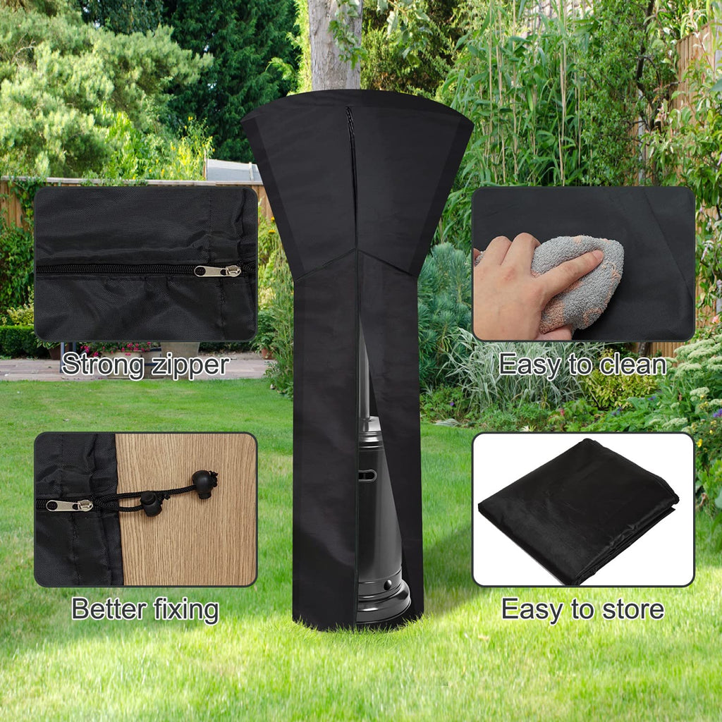 Patio Heater Cover with Zipper 420D Standup Outdoor Heater Cover Waterproof Heavy Duty Heater Cover Heater Outdoor