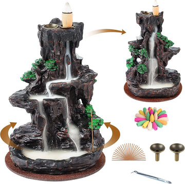Incense Burner, Backflow Incense Holder 2 Sides Waterfall
