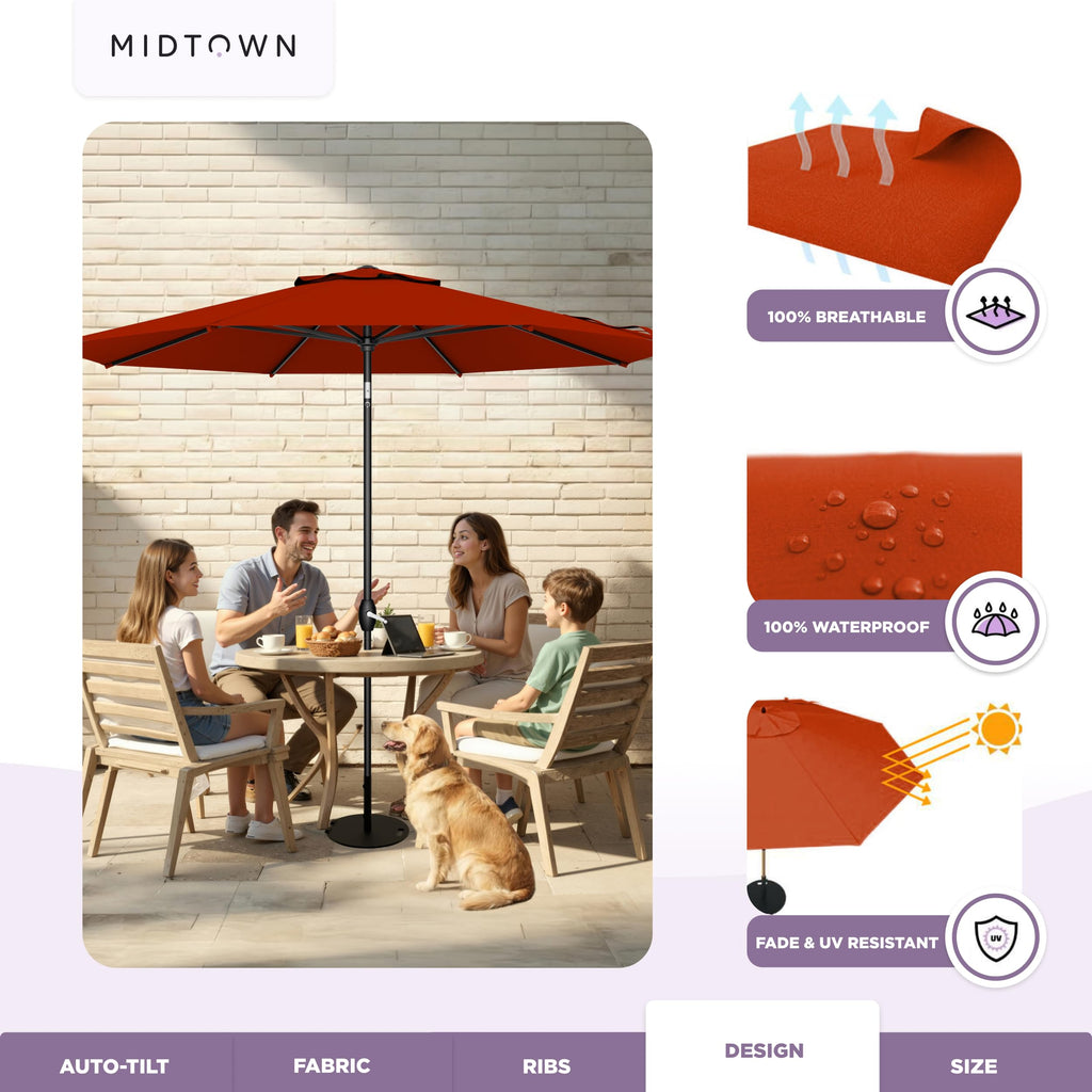 Lean - 10 Ft Patio Umbrella, Apple Red Canopy