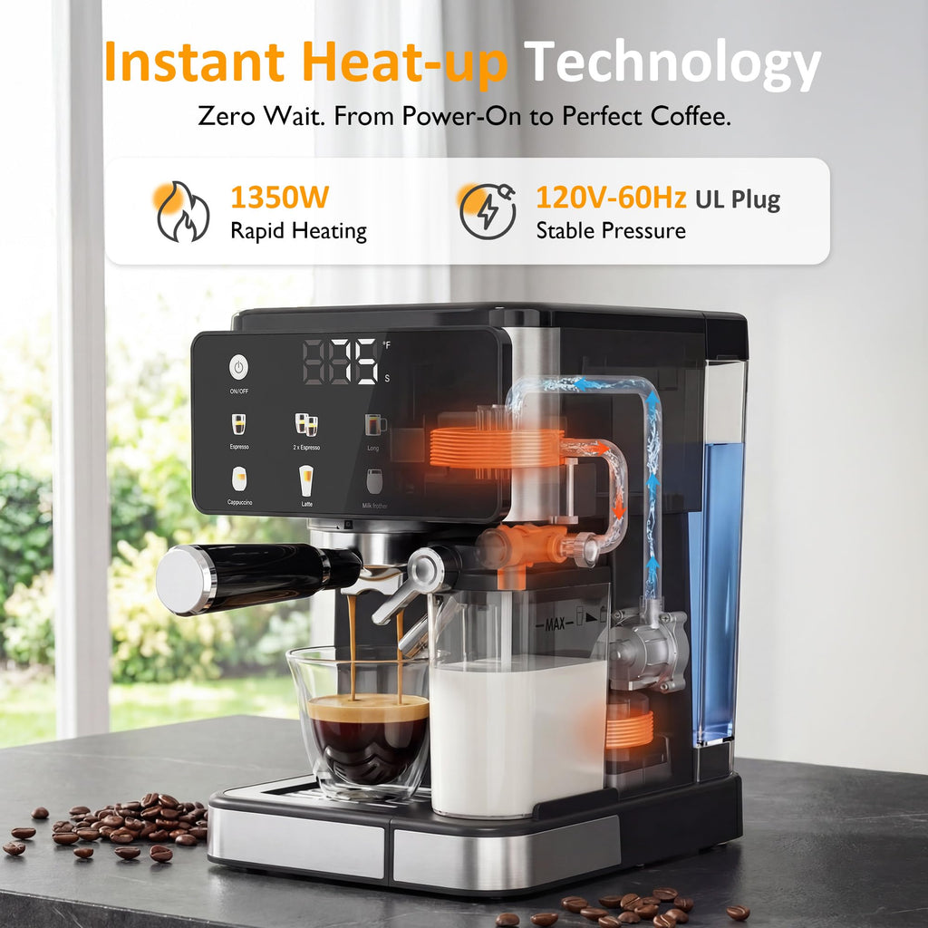 Espresso Machine with Cold Brew, All-in-one Iced Coffee Maker with Automatic Milk Frother, LED Touchscreen, 51OZ