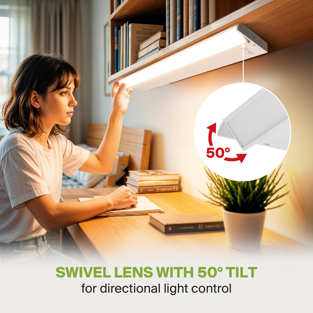 White Swivel LED Under Cabinet Light, 32 Inch 16W, Plug in/Hardwired