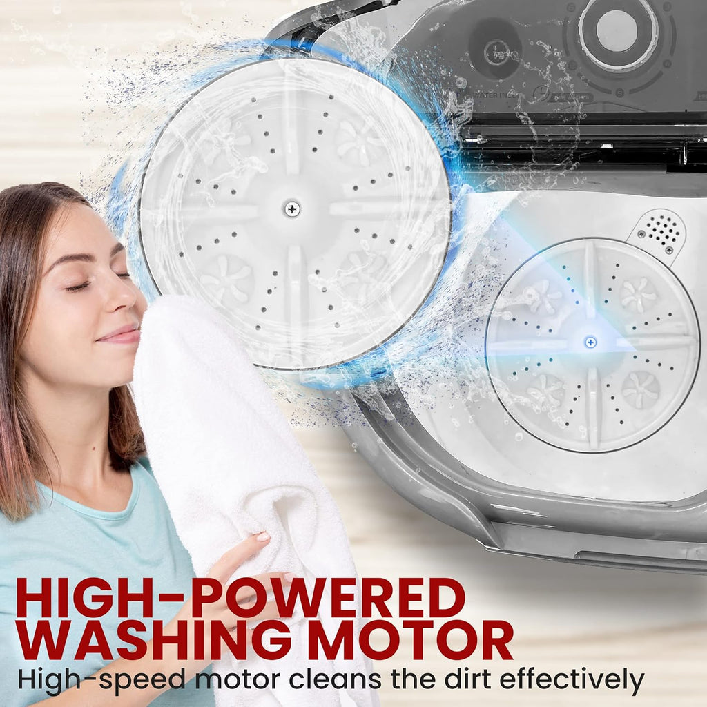 Portable Washing Machine - Twin Tub 11Lbs Capacity, Compact Mini Laundry Washer (7.7 Lbs) & Spinner (3.3 Lbs) with