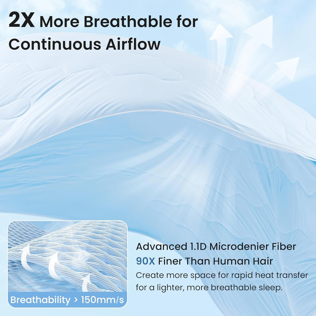 Cooling Comforter King Size, Double Sided Cooling Blankets for Hot Sleepers, Q-Max>0.4 Instant Cool-to-Touch, 2X