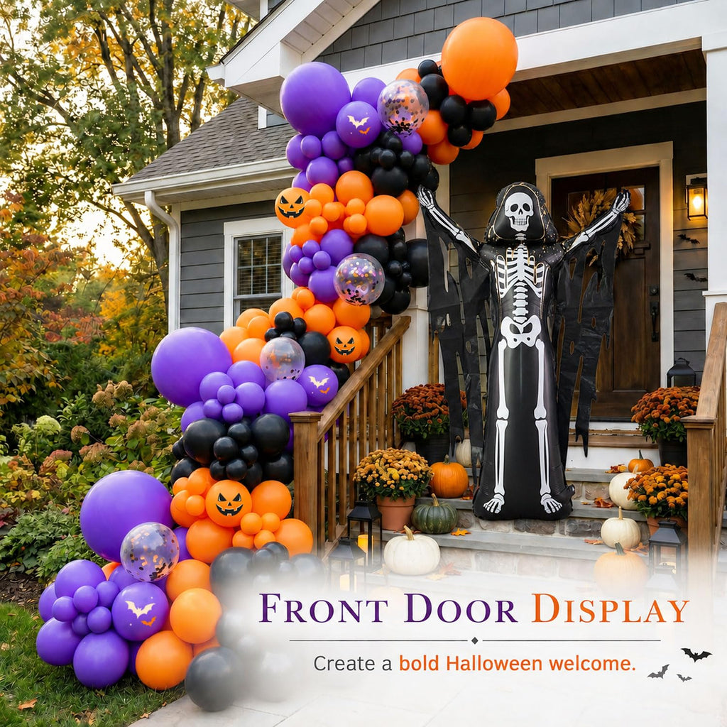 Halloween Balloon Arch Kit, Skeleton Foil Balloon, 119 Pcs
