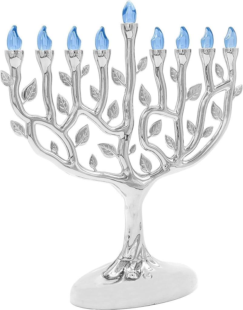LED Electric Silver Hanukkah Tree of Life - Battery or USB Powered - Includes a Micro USB 4' Charging Cable (1-Pack