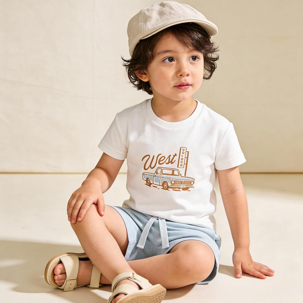 Certified Organic Cotton Spring Summer Top & Bottom Set for Baby & Kids- Wild West, 12-18 Months
