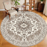 Washable Oriental Area Rug - 8ft Round Rugs