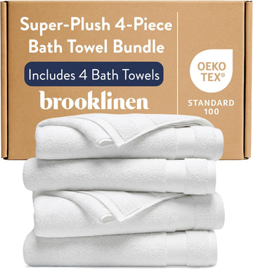 100% Turkish Cotton Bath Towels Spa-Quality Cotton - Set of 4, White