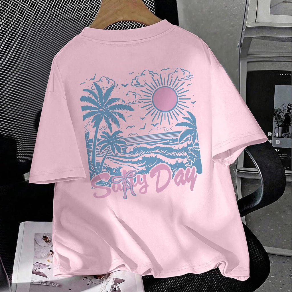 Beach Graphic Shirts for Teens Cute Hawaiian Shirts for Teen Girls Summer Tropical Salty Beachy Aesthetic Tee Tops