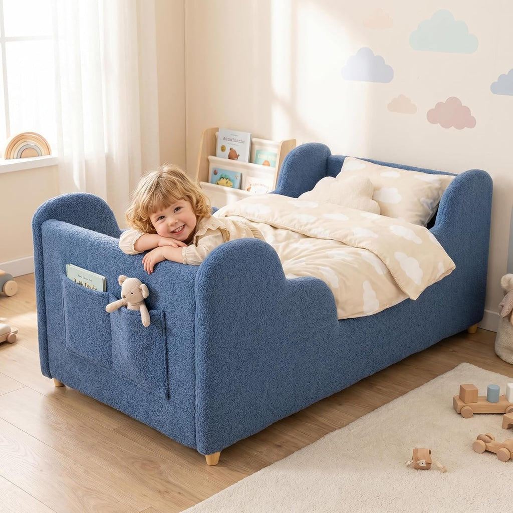 Toddler Floor Bed, Soft Montessori Bed with Removable Rails