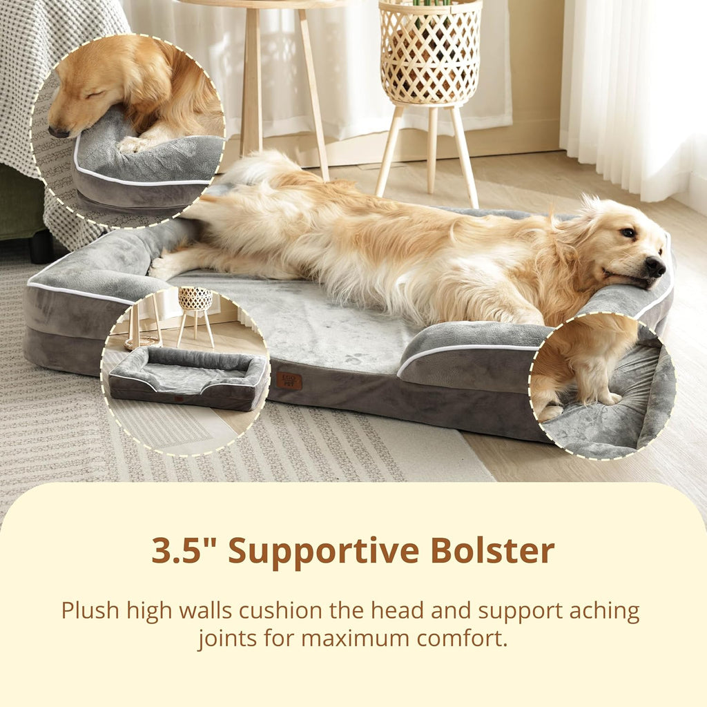 Orthopedic Dog Bed Large Size Dogs: L Comfort Cats Couch Sofa with Washable Removable Cover, Soft Flannel