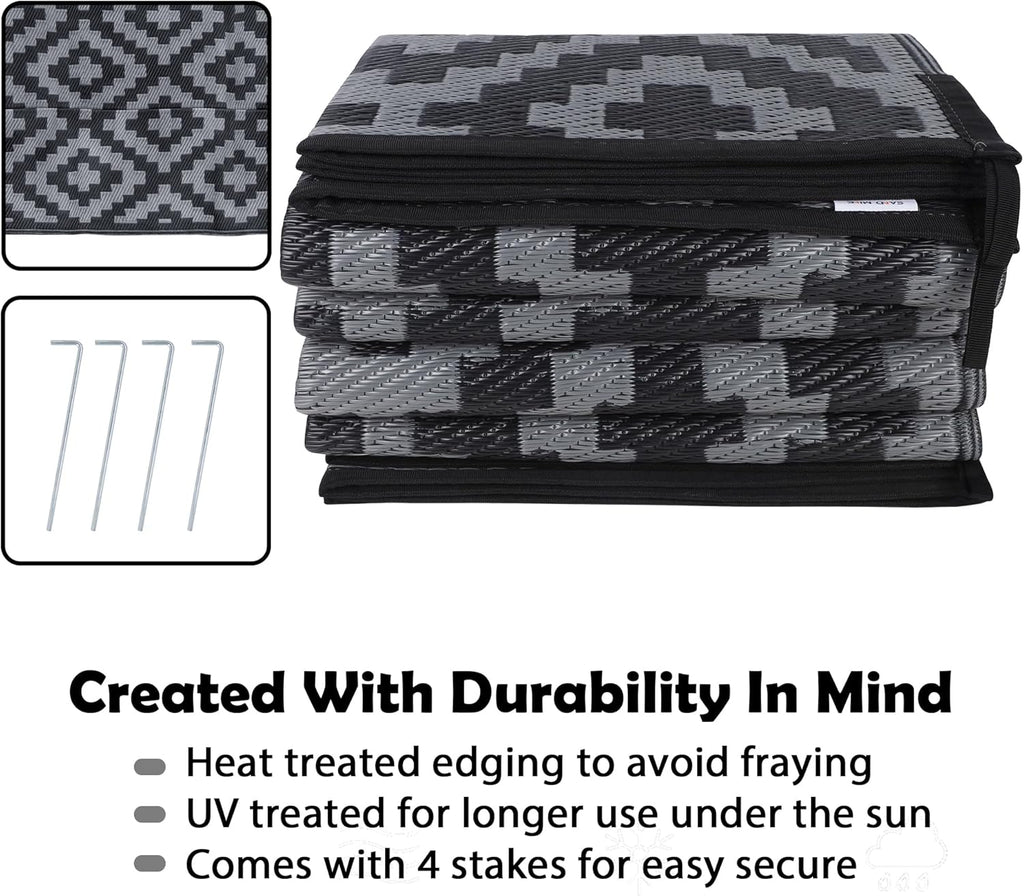 Waterproof Outdoor Rug 8x10 ft, Plastic Reversible Rug, Modern Area Rug, Large Floor Mat for Outdoor