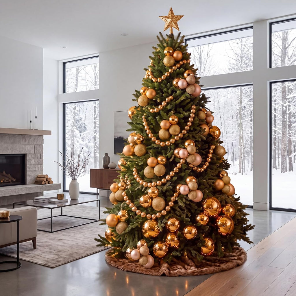 4 Sets Large Gold Glitter Christmas Ball Clusters Ornaments Decor