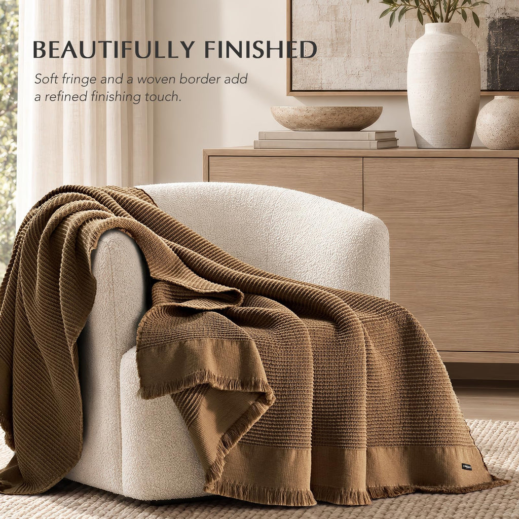 100% Organic Cotton Waffle Throw Blanket, Toffee Brown, 50"x60"
