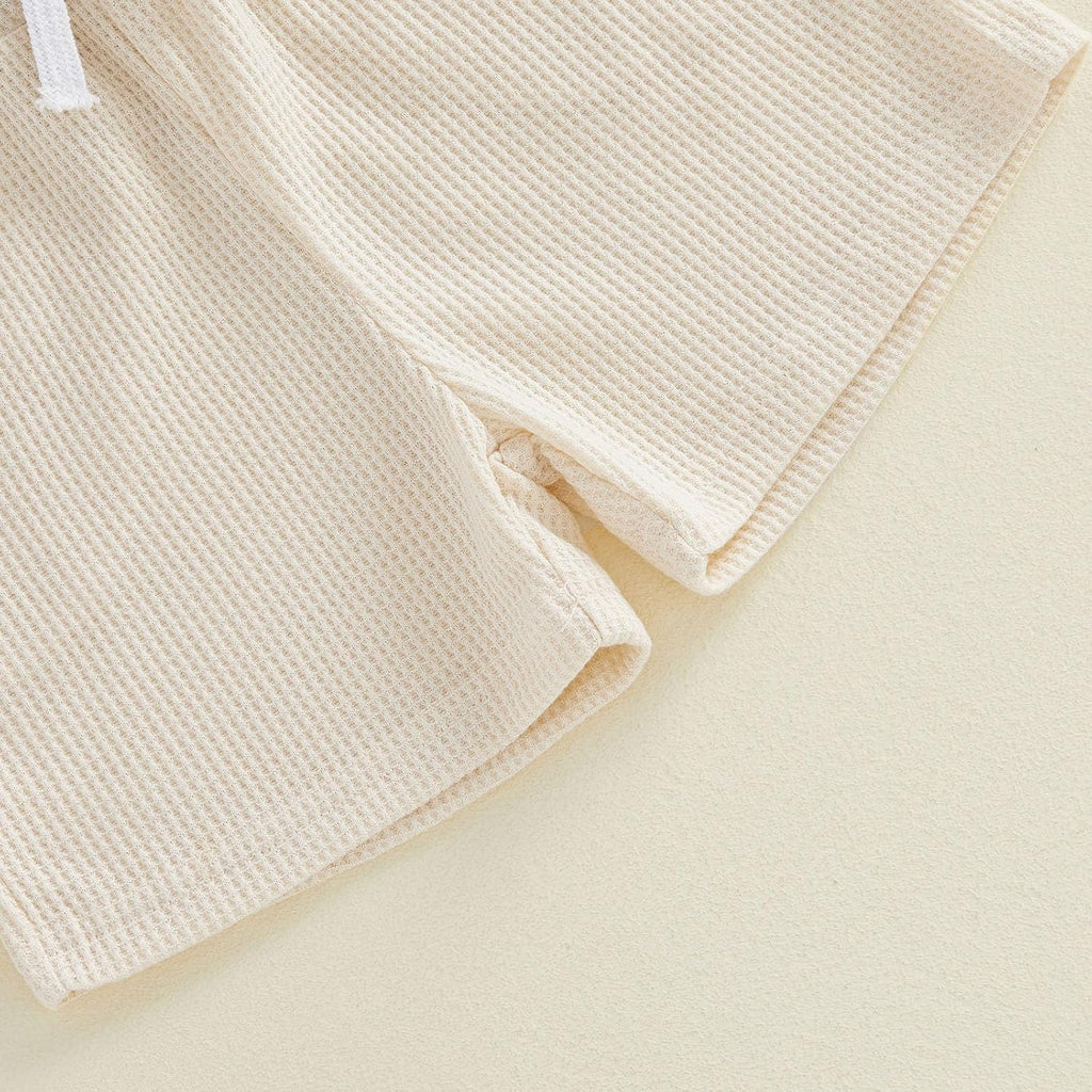 Toddler Baby Boy Clothes 6 12 Summer Outfit Waffle Knitted Stripe Casual T-shirt Tops Shorts Sets