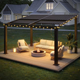 10x13 Pergola with Adjustable Galvanized Steel Roofs, All Aluminum Frame Permanent Pergola for Patio