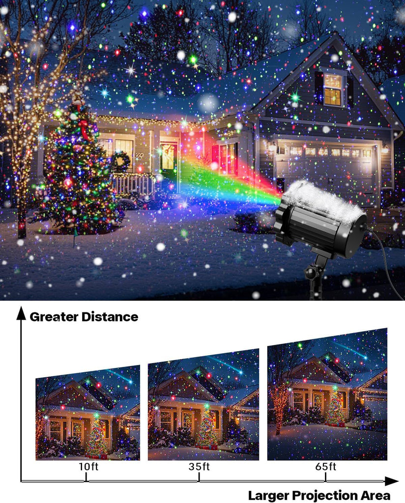 Laser Christmas Projector Lights Outdoor, Waterproof Christmas Decorations Moving Stars Light Show, Remote Control