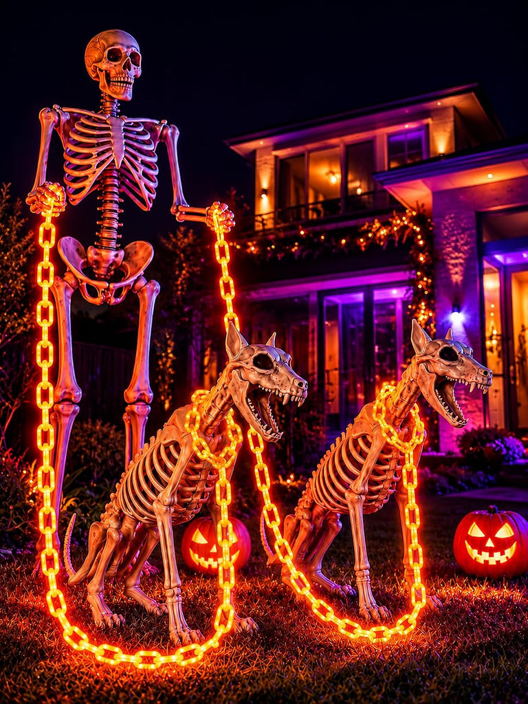 Battery Halloween Chain Lights, 10 FT 160 LED Orange Light-Up Plastic Timer