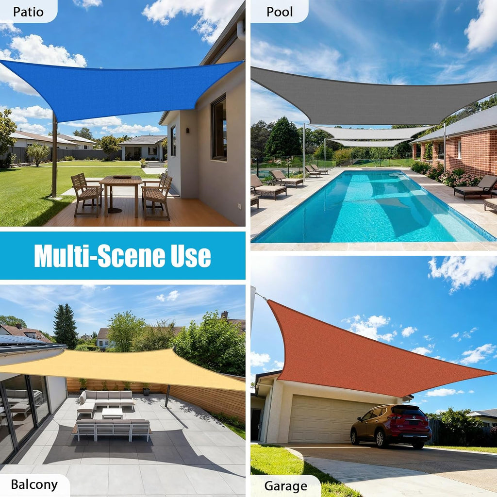 Sun Shade Sail 20'X20' Rectangle Dark Grey Heavy Duty UV Protection Breathable Canopy Lawn Garden Outdoor Use