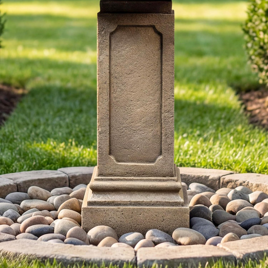 35" Outdoor Water Fountain, 2-Tier Resin Brown Garden Fountain | Modern Italian Floor Standing, with Warm Light, Home